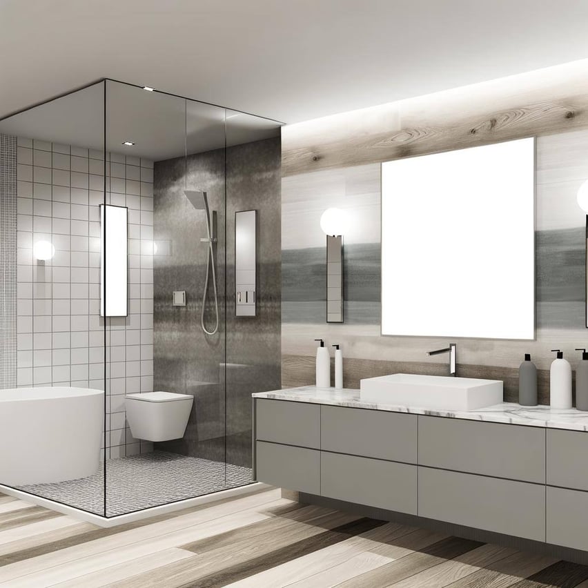 Soft lighting in a modern bathroom