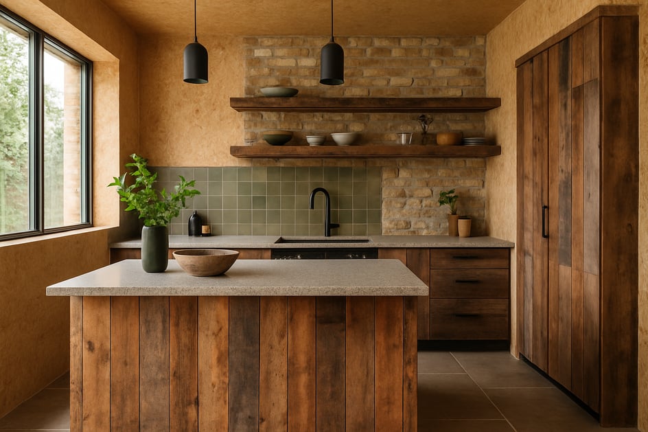 a modern kitchen that has used sustainable and reclaimed materials in the design-1