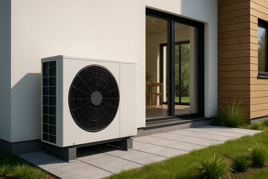 heat pump outside of a modern low energy home-1