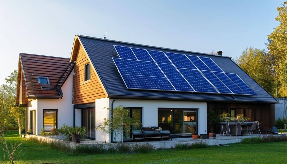 solar panels on a modern house